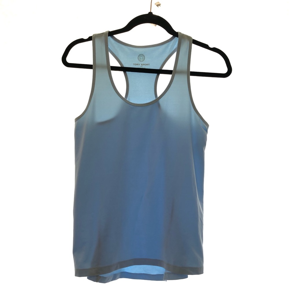 Tory Burch sport Razorback tank activewear top light blue size small
